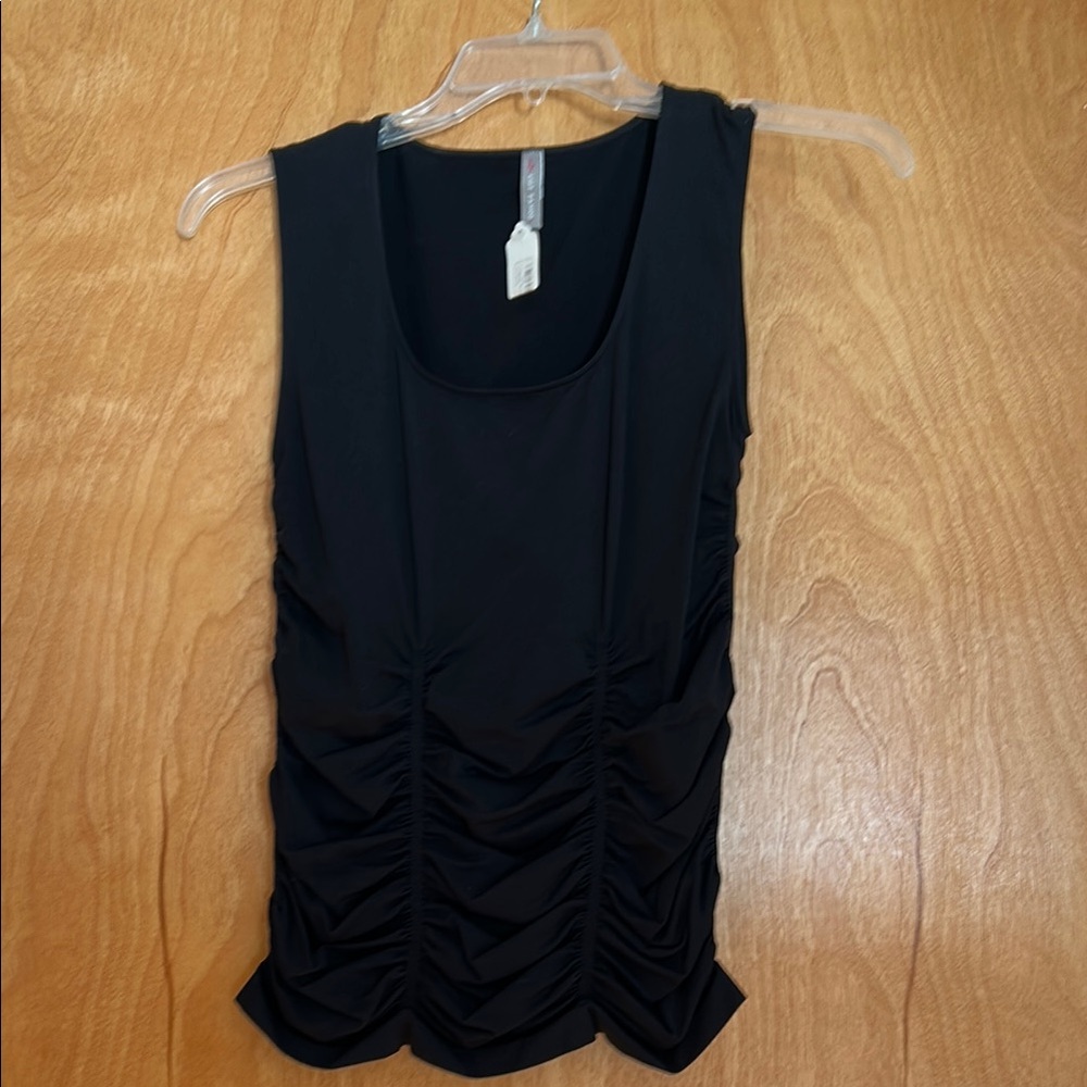 Last Tango Black Ruched Sleeveless Tank Top